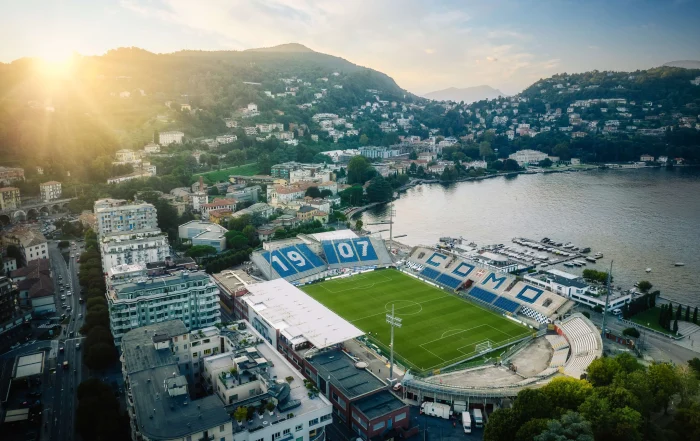 Stadio Giuseppe Sinigaglia aerial Como